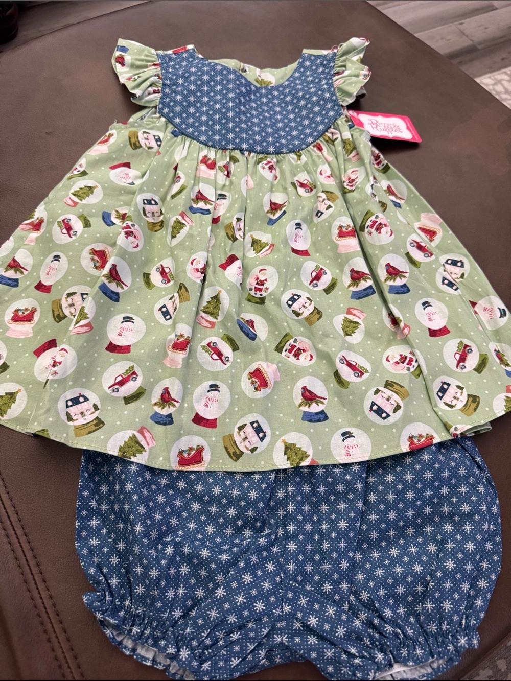 Girls' Green & Blue Holiday Dress Set